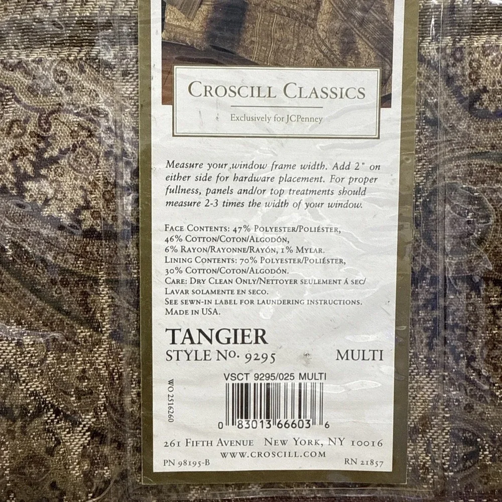 (1) Vintage CROSCILL Ascot Valance Brown Gold Paisley TANGIER 40